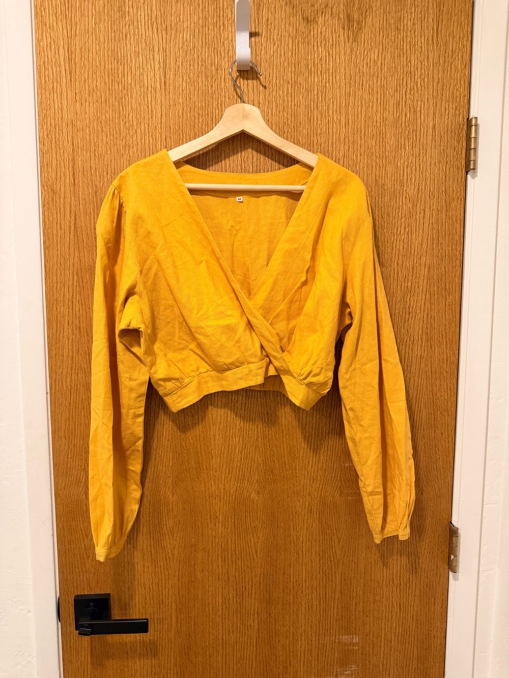 Women's Mustard Yellow Wrap Crop Top